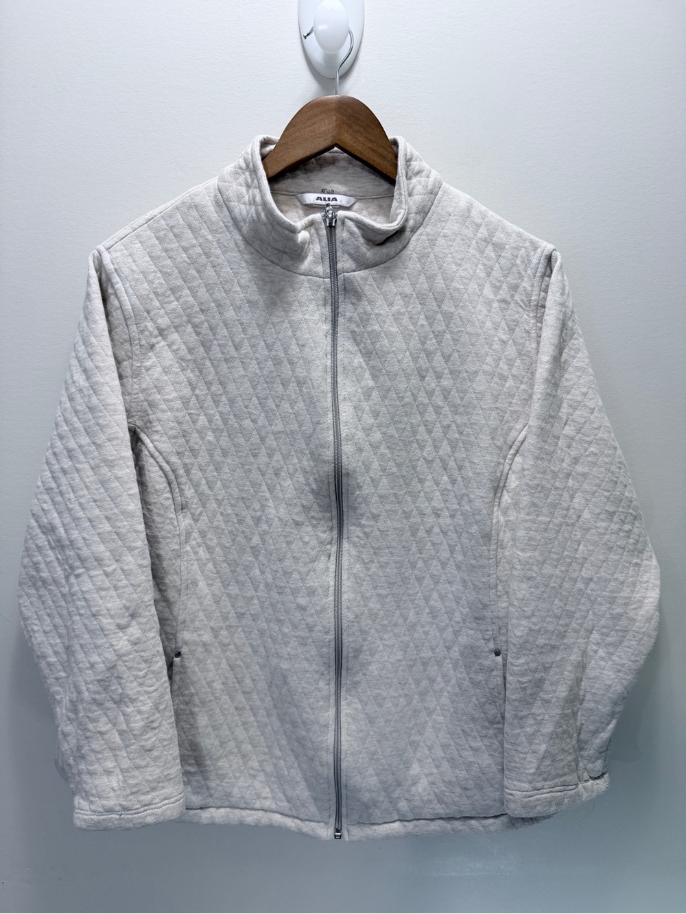 Alia Quilted Cream Full-Zip Puffer Jacket Size XL 25.5x26